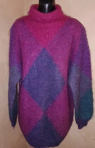 Suéter túnica cuello capucha vintage años 80 Linda Allard Ellen Tracy mezcla mohair - Imagen 1 de 7