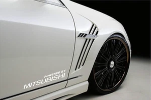 Par de calcomanías deportivas de carreras Powered by MITSUBISHI pegatinas emblema logotipo blanco - Imagen 1 de 1