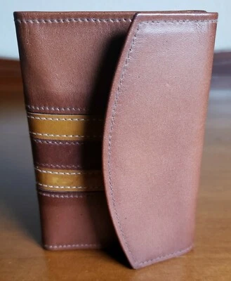 Vintage Hugo Bosca Genuine Leather Tri-Fold Pocket Card Wallet 6 Key Loop Holder - Image 1 of 4