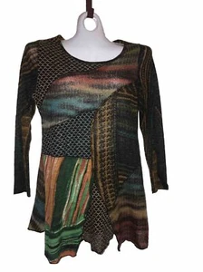Patchington Bohemian Hippy Sweater Top Size XL Lightweight Long Sleeve Patchwork - Picture 1 of 9