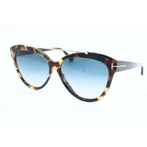 Tom Ford Livia TF 518 56W Cat Eye Tortoise Sunglasses Blue Gradient Lenses (A) - Picture 1 of 5