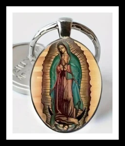 VIRGIN MARY OUR LADY OF GUADALUPE - ROMAN CATHOLIC CHRISTIAN GLASS KEYRING T86 - Picture 1 of 1