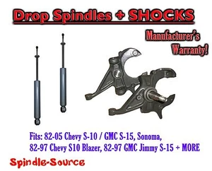 2" Drop Spindles SHOCKS FOR 82-05 Chevy S-10 GMC S-15, 83-97 Sonoma Blazer Jimmy - Picture 1 of 1
