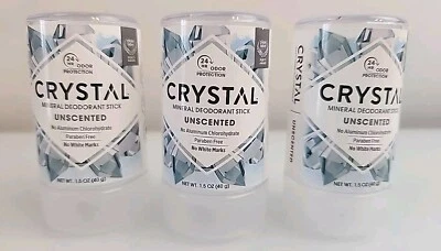 3 X CRYSTAL Desodorante Mineral Desodorante en Barra Tamaño de Viaje 1.5 Onzas Foto 1 de 4