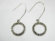 Marsala Sterling Silver Natural Diamond Accent Circle Hook Earrings 925 2.2g