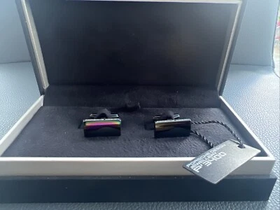 PORSCHE DESIGN P'3400 2-TONE TITANIUM BLACK CUFFLINKS. BRAND NEW! - Image 1 of 3