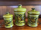 Vintage Los Angeles Potteries Cookie Jar Canister Set 1960S Retro Green With Lid