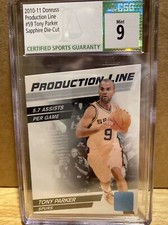 2010-11 Donruss Production Line #59 Tony Parker Sapphire Die-Cut CSG 9 5/49 Spur