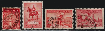 Australia 1935-36 SC# 150 - 159 - Four different stamps - Used Lot # 029 - Image 1 of 2