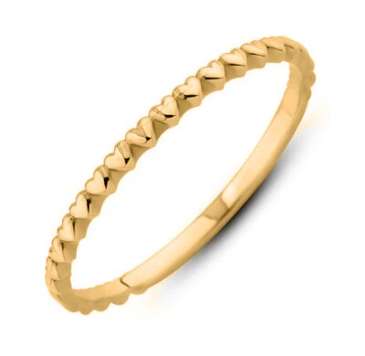 Damenring Gold 375 Gelbgold Ring Herze Vorsteckring Beisteckring Stack Echtgold - Bild 1 von 4