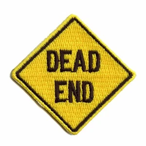 Dead End Yellow Street Sign Embroidered Iron On Patch - Picture 1 of 1