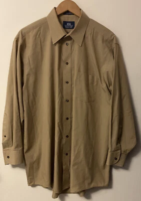 Stafford Dress Shirt Mens 17 32/33 Beige Long Sleeve Wrinkle Free Casual Shirt - Image 1 of 4