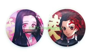Set of 2 Demon Anime 2.3 Inch Pin Badge Nezuko Kamado, Tanjirou v1 - Picture 1 of 2