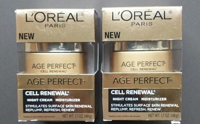 2 L’Oreal Age Perfect Cell Renewal Night Cream Moisturizer Replump Loreal 1.7 Oz - Image 1 of 2