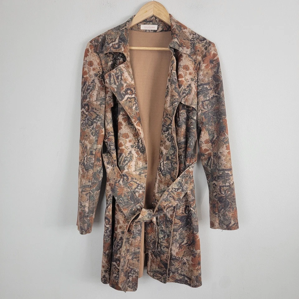 Gabardina Solitario Mujer Talla L Multicolor Camuflaje Cinturón Manga Larga Foto 1 de 4