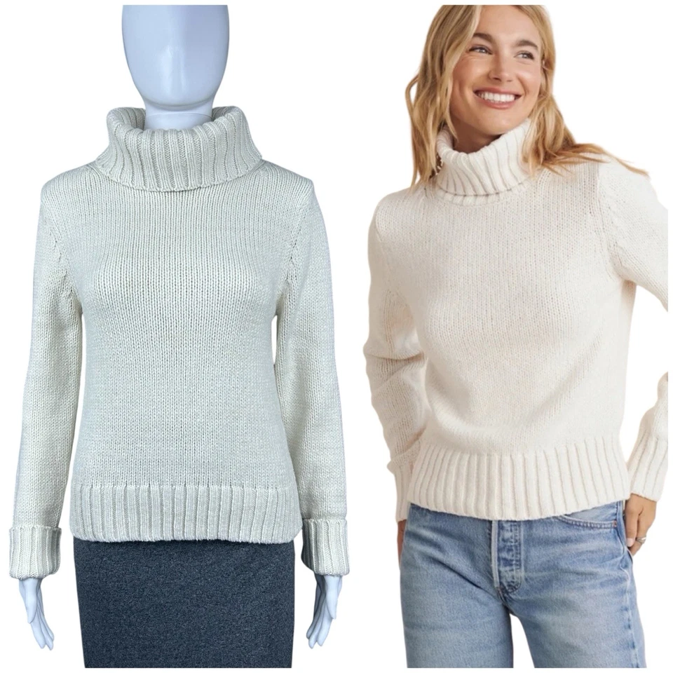 Suéter Jenni Kayne Clásico Cuello Alto Pequeño Tranquilo Lujo Dinero Antiguo Minimalista Foto 1 de 4