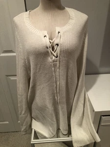Neu mit Etikett Old Navy elfenbeinfarbener Damenpullover Oberteil Spitze vorne Größe XXL - Bild 1 von 5