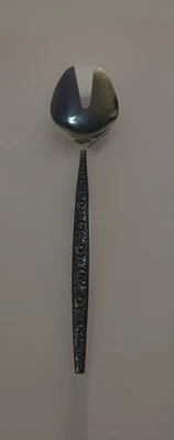 Винтажная японская вилка-ложка из нержавеющей стали с цветочным декоративным узором - Изображение 1 из 4