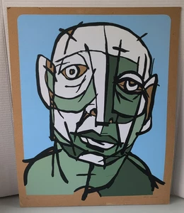 Abstract or Metaphysical Portrait Painting Modern Art  17"3/4  X  22” Signed - Picture 1 of 9