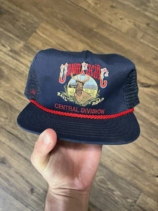 VINTAGE Union Pacific Hat Cap Snap Back Trucker Mesh Central Railroad Blue USA - Picture 1 of 4