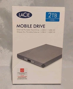LaCie Mobile Drive 2TB USB-C External Portable Hard Drive STHG2000402 - Afbeelding 1 van 5