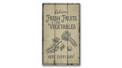 Vegetables Vintage Distressed Sign, Personalized Wood Sign - Image 1 of 2