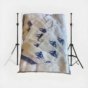 Mantel de banquete guatemalteco mexicano vintage, motivo de muñeca azul ladrillo tejido 52x107 - Imagen 1 de 1