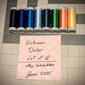 LOT OF 8 Gutermann DEKOR 100% Viscose/Rayon Embroidery Thread Bundle - Cools Etc - Picture 1 of 8