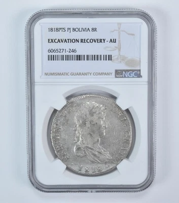 1818 PTS PJ Bolivia 8 Reales Excavation Recovery AU NGC *6017 - Image 1 of 3