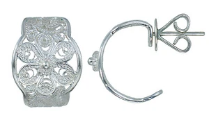 S.Michael Designs Artisan Crafted Silver Filigree Hoop Earring - Picture 1 of 3