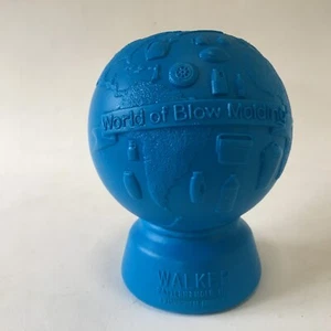 World of Blow Molding Walker Pattern Inc. Globe Earth Blue Coin Bank Vintage - Picture 1 of 24