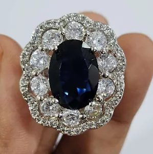 HSN Wedding Halo Ring Sterling Saphhire & Cubic Zirconia - Picture 1 of 5