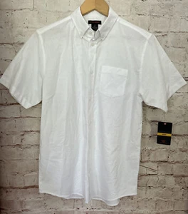 Dockers Boys Oxford Shirt White Short Sleeve Button Down Cotton Blend 18 Husky - Picture 1 of 3