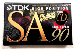 TDK SA 90 Black limited audio cassette blank tape sealed Made in Japan Type II - Zdjęcie 1 z 2