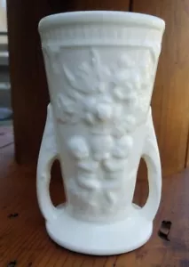 Vintage Japanese White Porcelain Vase w/ Handles, Handpainted in Japan - Picture 1 of 10