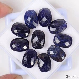 73.10 Ct Natural Royal Blue Sapphire Cushion Checker Cut Loose Gemstone Lot 10Pc - Picture 1 of 4