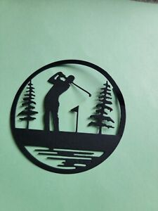 2 round Golf silhouette scenery cardstock die cuts for cards or scrapbook.