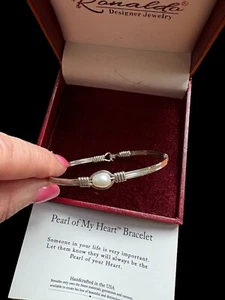 Ronaldo Pearl of My Heart Sterling Silver Pearl Bracelet 6” With Box - Picture 1 of 5