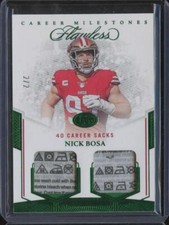 2022 Panini Flawless NICK BOSA Patch Milestones Dual LAUNDRY TAG Emerald /2 JMJ2