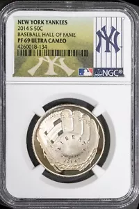 2014-S 50C Yankees Hall of Fame Half-dollar NGC # 4260018-134 Bonus - Picture 1 of 2