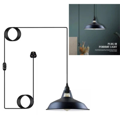 Plug in Hanging Pendant Light 4m Vintage Ceiling light Retro Indoor Lamp UK - Image 1 of 4