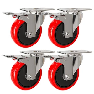 4 X Heavy Duty Double Bearing Braked 100mm Swivel Castor Wheel Trolley 700 Kg - Picture 1 of 9