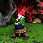 Garden Gnome Figurine Funny Gnome Sitting On Tortoise Statue Dwarf Ornamedn-vd