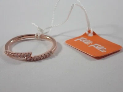 FOLLI FOLIE 925 PRATA ESTERLINA RELÂMPAGO TOM OURO ROSA COM ANEL CZ TAMANHO 7 - Imagem 1 de 4