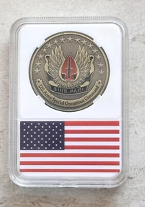 SINE PARI USASOC SPECIAL OPERATIONS COMMAND ARMY CHALLENGE COIN With Case - Picture 1 of 5
