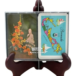 Vintage Bridge Double Deck Playing Cards Bermuda Souvenir Complete Sets in Case - Picture 1 of 4