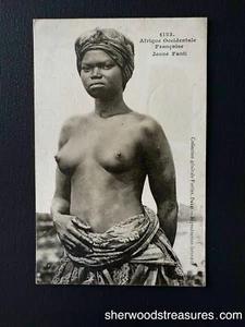 French Nude West African Woman Topless Postcard Circa 1910 Photo Carte Postale - Imagen 1 de 4