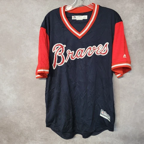 Vintage Majestic Cooperstown Atlanta Braves Throwback Pullover Jersey Mens l USA Cover