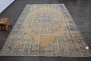 Oushak Türkisch Vintage Teppich 7x10 Kelim Rug Anatolisch Handarbeit Boho Dekor ORANGE - Bild 1 von 10