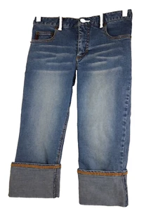 Mudd Girls Blue 5 Pocket Capri Pants Size 12 (27" Waist, Inseam 15.5) Cuffed - Picture 1 of 6